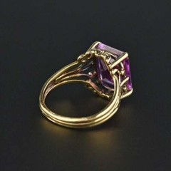 Art Deco Antique 5.30 Ct Purple Diamond Vintage Ring 14K Yellow Gold Finish