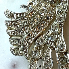 Vintage Bird Brooch Pot Metal Silver Tone Rhinestone Pin 3″
