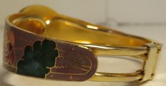 Cloisonné Flower Butterfly Bangle Bracelet Women’s 7.75” Enamel Vintage Style