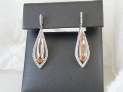 Vintage Sterling Silver 925 Champagne Drop Dangle Earrings