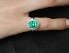 Rare 2.08ct GIA Colombian No Oil Emerald 0.51ct Diamond Platinum Ring Size 4.25