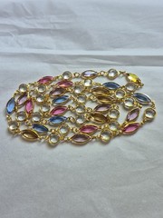 Vintage Multicolor Marquise Faceted Crystal Necklace 35″ Free Ship