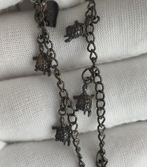 Vintage 925 Sterling Silver Dangling Tiny Turtle Charms Chain Link Bracelet 7.5”