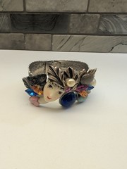 VTG Selro Selini Style Face Mask Bypass Cuff Bracelet Multi Stone Rhinestone