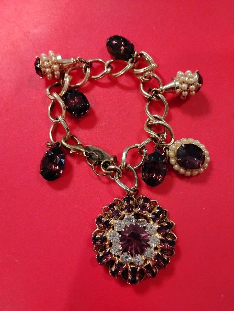 FABULOUS ESTATE KD JUDY LEE PURPLE LAVENDER~AB VTG RS LG BRACELET 😍🔥