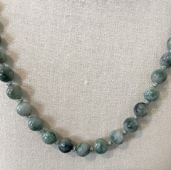 Vintage Jade Graduated Stamped Silver Hand Knotted Necklace For Women￼