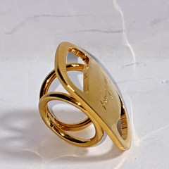 FERRAGAMO Vintage Scarf Ring Gold Tone Metal Made in Italy