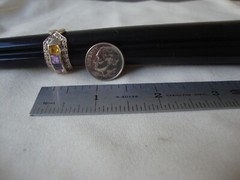 VINTAGE PINK TOPAZ AMETHYST LAVENDER TOPAZ CITRINE WHITE TOPAZ SILVER 925 RING