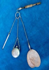 ANTIQUE SILVER VICTORIAN CHATELAINE – 4 ACCESSORIES – Monogram
