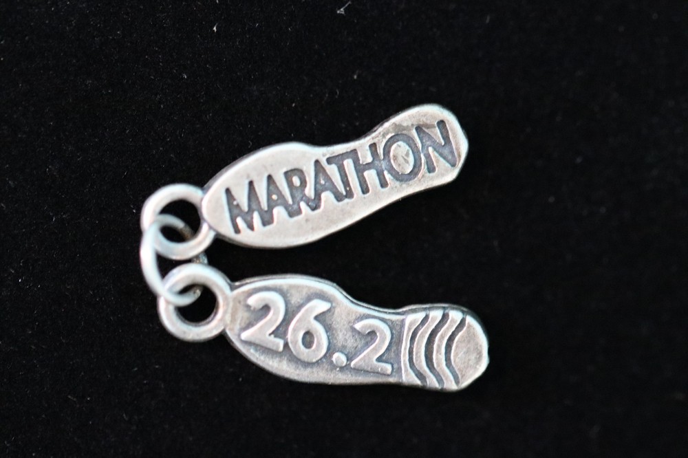 Vintage Sterling Silver Marathon 26.2 Miles Running Shoes Souvenir Charm 925 E