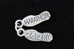 Vintage Sterling Silver Marathon 26.2 Miles Running Shoes Souvenir Charm 925 E