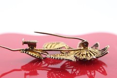 Vintage 800 silver filigree flower brooch trombone clasp 2.5″ signed