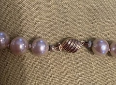 Vintage Marvella Single Strand Knotted Faux Pearl Necklace Champagne Slide Clasp