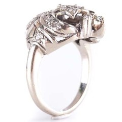 Vintage 1940’s 14k White Gold Single Round Diamond Star Style Ring .20ctw 4.7g