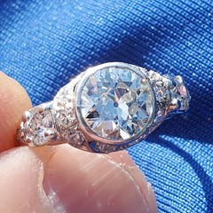 Original EARTH MINED DIAMOND Deco Engagement RING Vintage PLATINUM Solitaire S 5