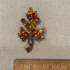 Lot Of 3 Vintage Brooch Pins All Prong Set Rhinestones 1 Signed Austria Flowers
