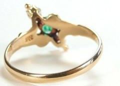 Victorian Colombian Emerald Engagement Rg Sz 5 9K Yellow Gold