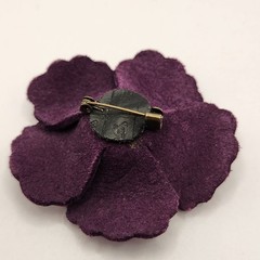 Vintage Brooch Pin Rose Leather Floral Estate Find 3D multi-dimensional 2.25″