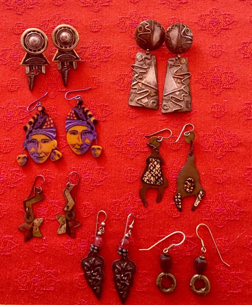 Fun & Funky 80s,90s Pierced Earrings, Lot of 7 pairs, Assorted Materials & Sizes