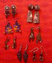 Fun & Funky 80s,90s Pierced Earrings, Lot of 7 pairs, Assorted Materials & Sizes