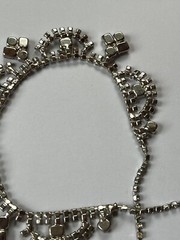 Vintage Elegant Draping Clear Rhinestone Silvertone Choker Necklace – 15.5 inche