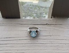 Nice Vintage Sterling Silver .925 Blue Topaz Size 6.75 Maker Stamped