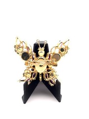 Vintage Gold Tone Red Pink Aurora Borealis Butterfly Rhinestoone Brooch Pin