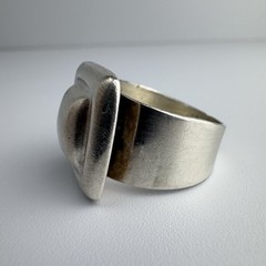 Vintage Sterling Silver 925 Oxidized Modernist Square Domed Wide Ring Size 7.5