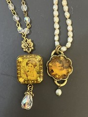 Maximal Art Necklace LOT Signed Estate Jewelry 2 Pieces Victorian Style Dangles