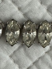 Vintage Clear Rhinestone Choker Necklace Marquise Cut Silver Tone Tennis Chain