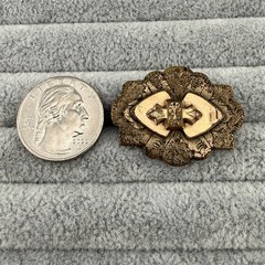 Antique Victorian Period Engraved Ornate C Clasp Back 1 3/8″ Brooch Pin #62200