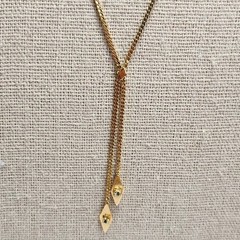 Vintage Avon Gold Tone Y Necklace Dangle Rhinestone Pendant Necklace Signed