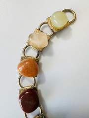 Vintage Natural Polished Gemstone Bracelet 7.5”