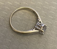Antique 14K Mine Cut Diamond Ring White Gold 1/2ct Solitaire Art Deco size 9.25