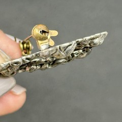 Art Nouveau Brooch Pin Repousse Floral Wreath Art Deco 2″ Vintage