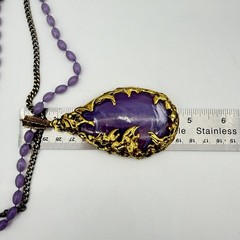 Vtg The Love Witch Brutalist Purple Faux Amethyst Lucite Pendant Necklace