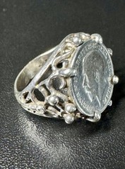 Antique 1918 George V Silver Three Pence Coin Sterling Silver 925 Ring SZ 6