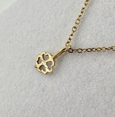 VTG 14k Yellow Gold Solid 4 Leaf Clover Heart Charm Pendant Signed Tiny Read