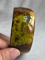 Vintage Green Yellow Brown Swirled Bakelite Bangle Bracelet 67mm