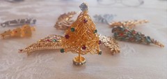 Estate Christmas Tree Brooches ~ TRIFARI CROWN ~ART ARTHUR ~GERRYS AVON ~ WIRE +