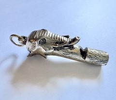 Vintage 1960s-1970s Gold Plated Figural Elephant Whistle Pendant Charm