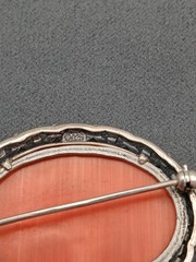 Vintage Glass Intaglio Cameo Sterling Silver 925 Brooch Pin 1.50″