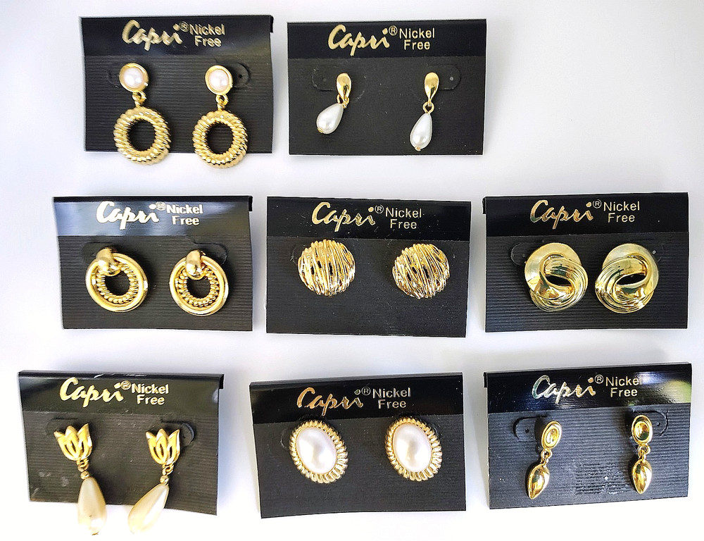 VINTAGE CAPRI POST PIERCED EARRING LOT OF 8