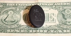 Oval Black Basalt Ceramic Pin of Intaglio of Dancing Girl c. 1975