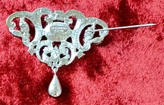 Vintage Eisenberg Ice Brooch Clear Sparkling Rhinestones with Hanging Drop Stone