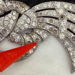 Vintage Butler and Wilson Rhinestone Ribbon Brooch Pot Metal Signed B&W READ
