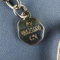 Vintage Graziano Necklace Statement Hammered Link Acrylic Gold Tone Signed 18”