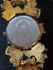SPATS VINTAGE PEEKABOO LADIES WATCH GOLD TONE WITH STONES LIGHT COLORS WORKS!