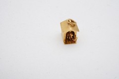 Vintage 14k Yellow Gold Scotty Dog In Dog House Charm Articulating
