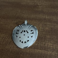 Pendant made from Rogers Precious Mirror Silverplate Tomato Server Floral D195